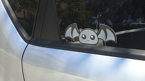 light grey battycharms bat bumper sticker