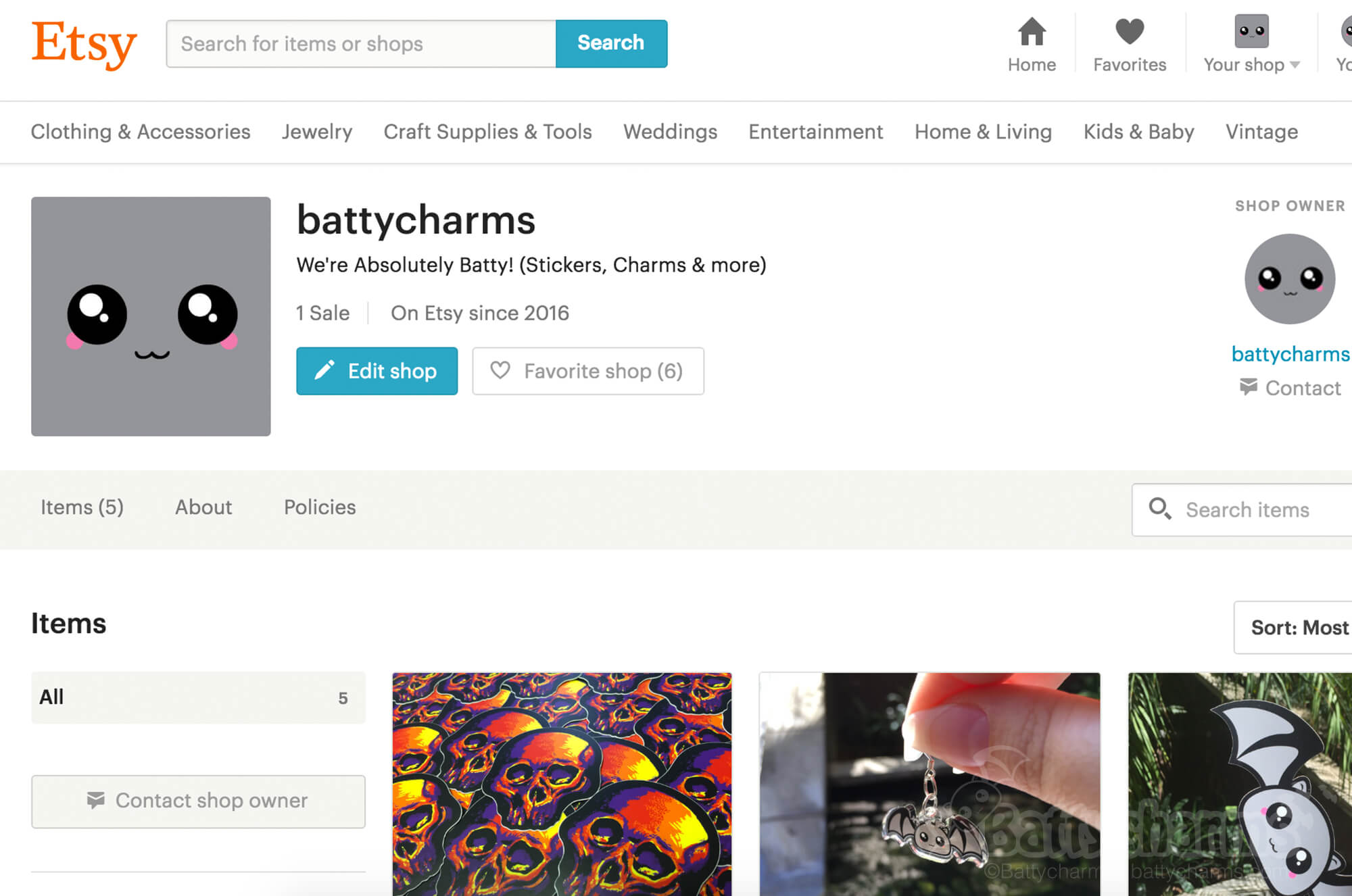 Battycharms is Now on Etsy